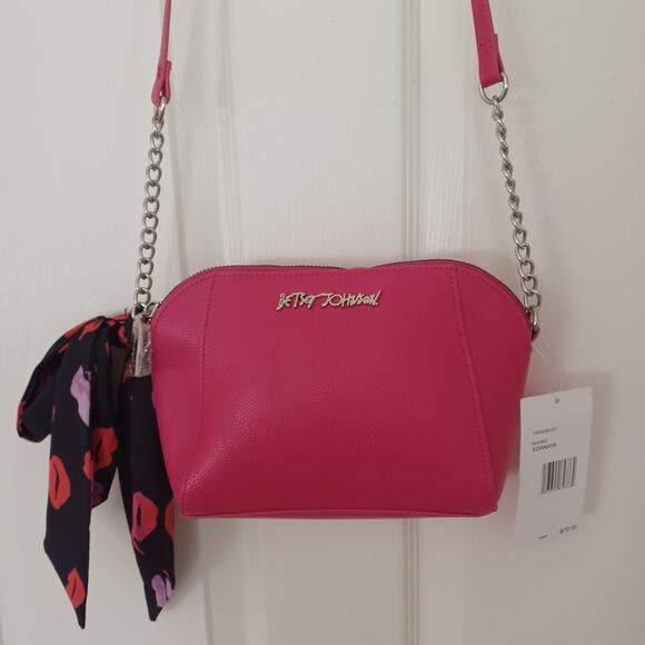 Betsey Johnson XOANAYA Crossbody Pink/Black NWT Retro - Picture 6 of 16